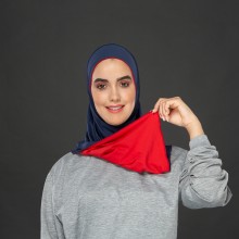 OVEA HIJAB  DOUBLE FACE RED AND NAVY BLUE