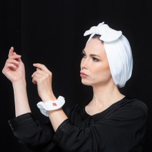 KELLY OVEA WHITE BUTTERFLY TURBAN IN TULLE
