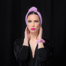 LANA OVEA TURBAN RAYURES DOUCES DE LILAS