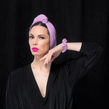 LANA OVEA TURBAN RAYURES DOUCES DE LILAS