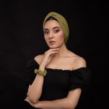 MOZA OVEA TURBAN VERT OLIVE BRILLANT