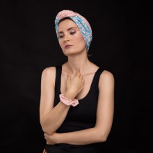 LANA OVEA LIGHT PINK GLAMOUR AND BLUE PRINT TURBAN