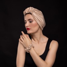 LANA-LATIFA OVEA TURBAN SATIN BEIGE CLAIR