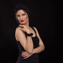 LANA-LATIFA OVEA TURBAN NOIR AVEC NŒUD EN TULLE