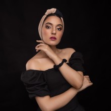 LANA OVEA TURBAN GLAMOROUS BLACK & BEIGE TURBAN