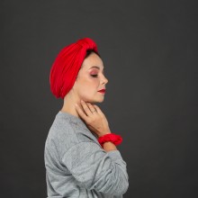 LANA-LATIFA OVEA TURBAN ROUGE RUBIS SATINÉ