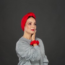 LANA-LATIFA OVEA TURBAN ROUGE RUBIS SATINÉ