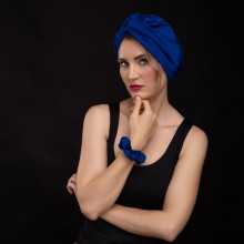 MOZA-MALIKA OVEA TURBAN BLEU SAPHIR SATINÉ