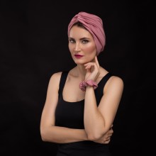 MOZA-MALIKA OVEA TURBAN ROSE KUNZITE SATINÉ