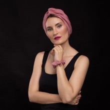 MOZA-MALIKA OVEA TURBAN ROSE KUNZITE SATINÉ