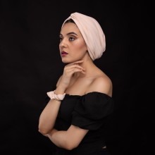 MOZA OVEA TURBAN BLANC CASSÉ BRILLANT