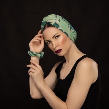 MOZA OVEA TURBAN IMPRIMÉ VERT FORÊT BRILLANT