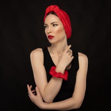 copy of LANA-LATIFA OVEA TURBAN RUBY SATIN RED