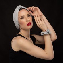 MOZA OVEA SHINY SILVER GREY TURBAN