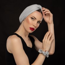 MOZA OVEA SHINY SILVER GREY TURBAN