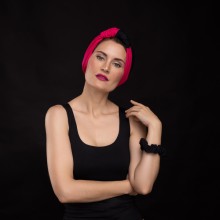 LANA OVEA GLAMOUR BLACK AND FUCHSIA TURBAN